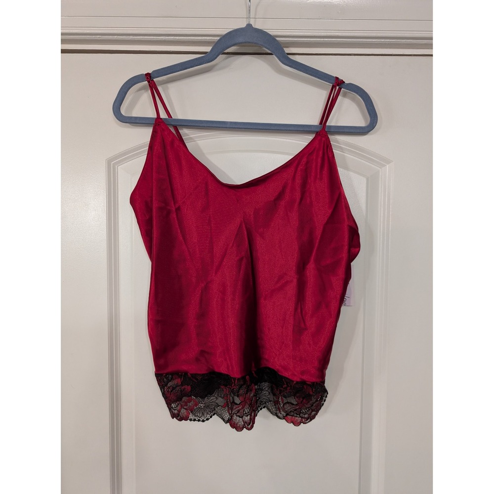 Lilac & London dark pink Satin Lace Trim Cami Top Womens‎ large NWTs romantic
